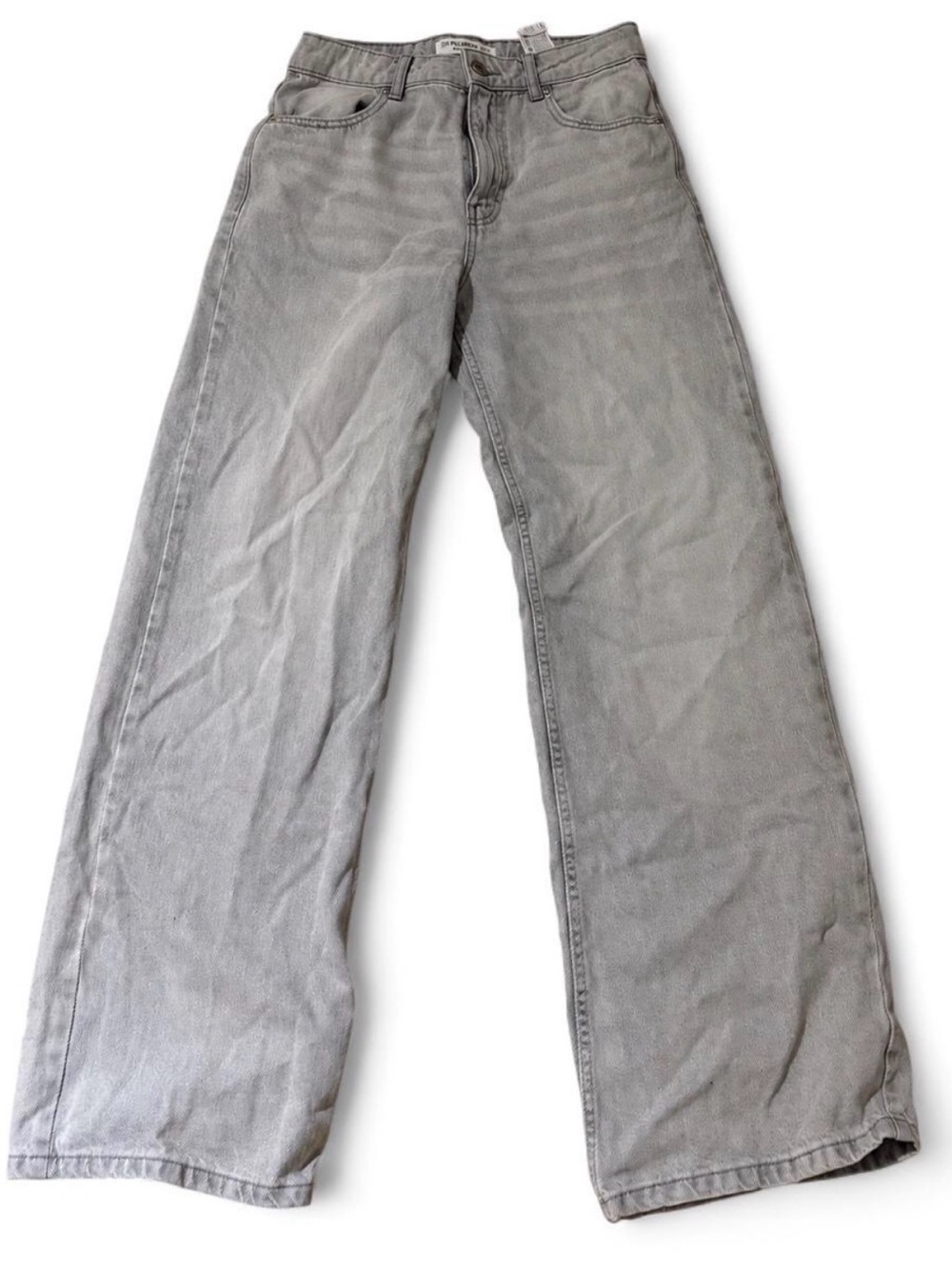 ♡ Pull&Bear grey washed wide leg jeans